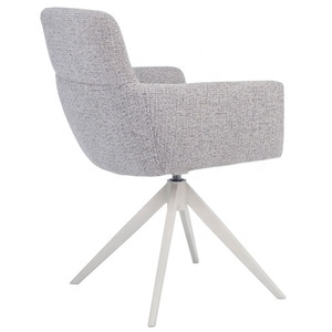 Sedia da <span class=keywords><strong>Cucina</strong></span> Girevole Contemporanea Rivestita in Morbido Tessuto Grigio, Meccanismo di Rotazione a 360 Gradi, Telaio in Metallo Nero Resistente - Product Image 5