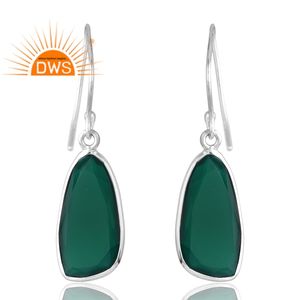 Boucles d'oreilles en argent sterling avec pierres précieuses en onyx vert naturel pour femmes, design fait à la main, fabricant de bijoux design personnalisé - Product Image 2