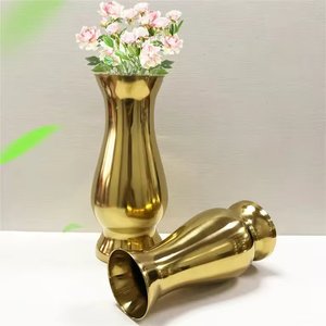 Handcrafted Gold Finished Brass Long Flower <b>Vase</b> Modern Design Hand <b>Engraved</b> Home Living Room Decorative Metal <b>Vase</b> - Product Image 4