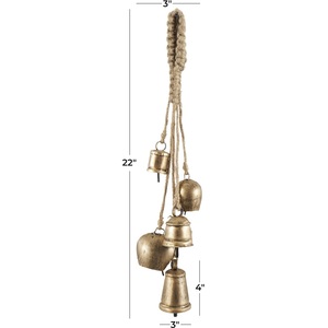 Campanas de Navidad antiguas rústicas hechas a mano campanas de Metal racimo Vintage hecho a mano suerte Navidad colgante mezcla decoración campanas en cuerda - Product Image 5