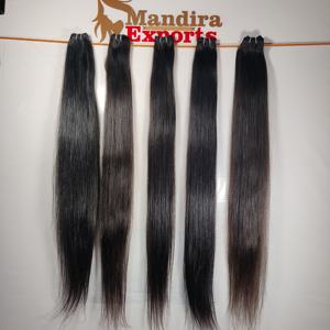 Paquets de vendeur vierges alignés sur les cuticules Extensions de cheveux humains du temple indien de couleur noire longue et soyeuse naturelle - Product Image 2