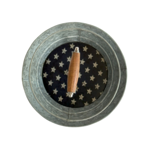 Americana Metal 2-Tier <b>Cake</b> <b>Stand</b> with <b>Wooden</b> Handle Galvanized Premium Design Iron <b>Stand</b> with American Flag Decal <b>Cake</b> Display - Product Image 2