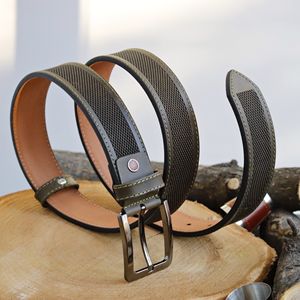 Turc fait à la main de luxe hommes décontracté mode ceinture longueur personnalisée haute qualité vert peau de vache cuir réglable alliage boucle - Product Image 2