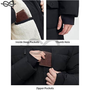 Veste polaire extra longue pour homme Parka d'hiver à capuche Vêtements d'extérieur résistants à l'eau par temps froid - Product Image 2