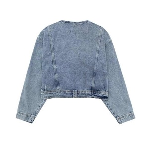 Chaqueta con cremallera Fly OEM personalizada nueva chaqueta vaquera lavada Vintage para mujer con cremalleras chaqueta de motocicleta Top corto para mujer - Product Image 3