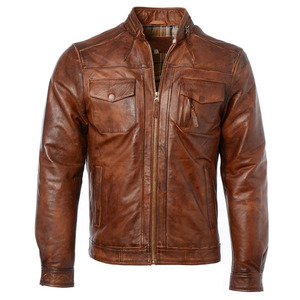Chaqueta personalizada de cuero PU de invierno para hombre con cuello levantado, lona interior cálida, nuevo diseño de calle, estilo de moda - Product Image 1