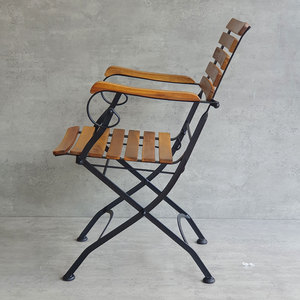 Silla Plegable de Madera Maciza de Acacia REFORD con Reposabrazos de Hierro GCF079, para Campamento, Pesca y Actividades al Aire Libre - Product Image 2