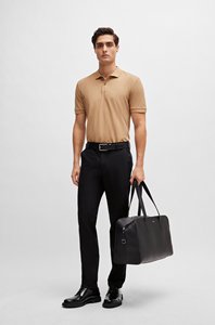 T-shirt polo à manches courtes coupe ajustée pour homme haut d'été respirant en coton avec motif doux et solide coupe confortable - Product Image 3
