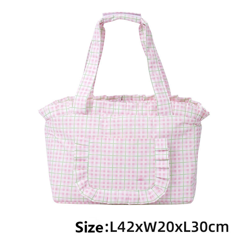 Pink plaid pet travel bag