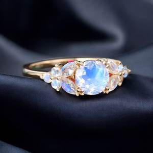 Arc-en-ciel pierre de lune déclaration mariage bague de fiançailles en argent sterling 925 Design classique romantique pour fête cadeau de saint valentin - Product Image 2