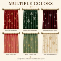 Rideau Occultant Flocon de Neige Rouge et Doré de Noël, en Polyester Métallisé Haute Densité, avec Œillets et Passe-Tringle, Traitement de Fenêtre Personnalisé