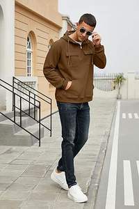 Sweat-shirts à capuche cargo de qualité supérieure pour hommes, sweat-shirts à fermeture éclair quart de tour, sweat-shirts décontractés à capuche - Product Image 5