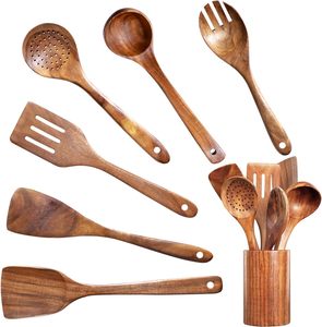 Ustensiles de cuisine de haute qualité avec logo personnalisé Ensemble de cuillères en bois d'acacia et de teck naturel Ensemble d'ustensiles de cuisine en bois spatule - Product Image 6