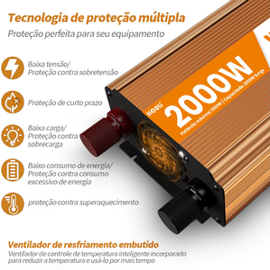 Convertisseur Onduleur HOULI 12V-110V pour Voiture/Camping-car/Maison, Alimentation Solaire 1000W-2000W 24V-48V-60V-72V, Onde Sinusoïdale Pure 12V-220V - Product Image 5