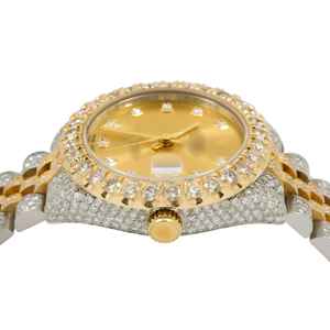 นาฬิกากลไกอัตโนมัติทำจากสแตนเลสทูโทนหรูหราหน้าปัดอนาล็อกหรูหราหน้าปัดเพชรโมอิสซาไนท์สุดคลาสสิก - Product Image 3