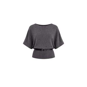 เสื้อไหมพรมคอวี แขนสั้น สีแอนทราไซต์ - Product Image 3