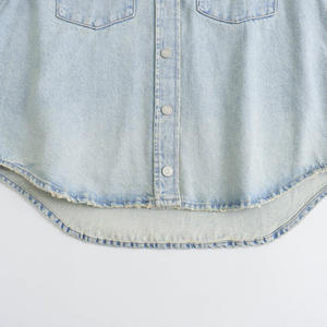 Chaqueta vaquera cómoda antiarrugas para mujer, ropa activa transpirable, tarifa barata, último diseño, chaqueta vaquera para mujer con bolsillos - Product Image 5