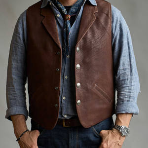 2026 Winter <b>Men's</b> Biker Motorcycle Vest Swat Style Premium <b>Black</b> Cowhide Leather Crocheted Breathable Hooded Outdoor Adjustable - Product Image 3