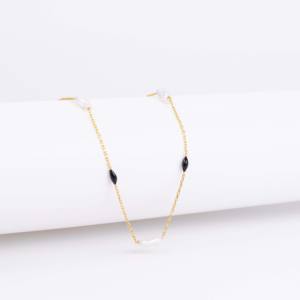 Collar de Cadena con Diseño de Perlas de Agua Dulce Esmaltadas en Color Negro, Hecho a Mano, Venta al por Mayor, Joyería Turca de Plata de Ley 925, THEIA, Moderno - Product Image 4