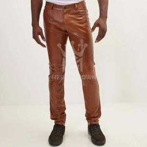 Pantalon en cuir de haute qualité pour l'hiver, coupe droite mi-longue, tissu en toile léger et écologique, tailles et couleurs personnalisées disponibles pour hommes - Product Image 5