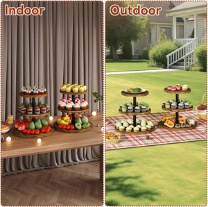 Rustic 3 Tier Wooden <b>Cupcake</b> <b>Stand</b> with Sturdy Metal Rods Durable Dessert Display Tray for Parties Weddings and Kitchen Decor - Product Image 4