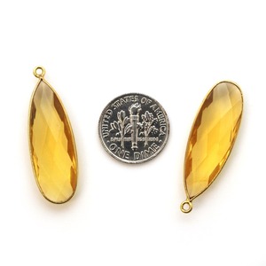 จี้หยดน้ำตาควอตซ์ซิทริน34มม. ขอบอัญมณีทำด้วยมือเครื่องประดับสำหรับเด็กสร้อยคอแบบทำมือเสน่ห์ของพลอย DIY - Product Image 2