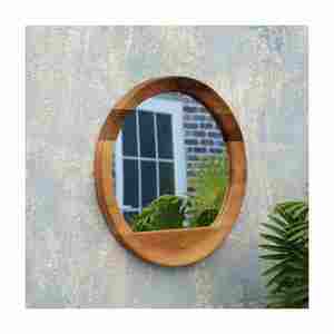 Vente chaude à la main maquillage miroir décor de chambre d'hôtes cadre en bois rond exportateur indien avec une qualité supérieure - Product Image 4