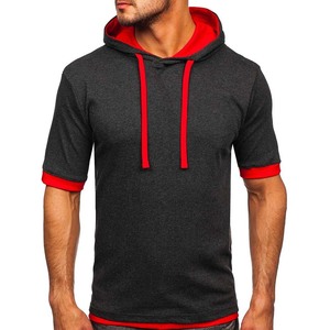 Custom Design Solid Color Men <b>Short</b> <b>Sleeve</b> <b>Hoodie</b> T Shirt Pullover Men <b>Short</b> <b>Sleeve</b> Hooded Shirts - Product Image 5