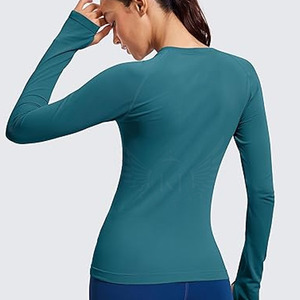 Vente directe d'usine T-shirts à manches longues de yoga coupe ajustée XL conçus sur mesure Chemises en tissu imprimé à séchage rapide - Product Image 2