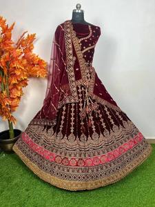 Heritage Bridal Lehenga Multicolore Jarakn Broderie 12 Kali Design Double Dupatta 6 M Flair Made India pour les fêtes de mariage - Product Image 6