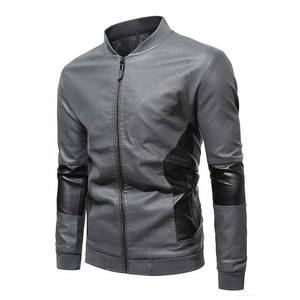 Venta caliente Chaquetas de cuero delgadas de invierno Ropa de hombre Chaqueta de cuero de manga larga Estilo de calle Ropa deportiva con cierre de cremallera - Product Image 2