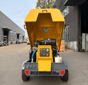 Compresseur d'air diesel portable haute pression jaune et noir, refroidi par air, de type remorque, pour utilisation sur chantier industriel - Product Image 3