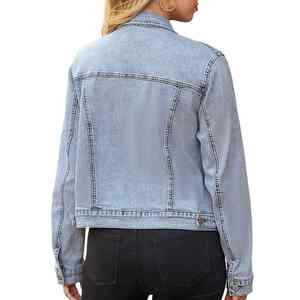 Chaqueta vaquera de otoño para mujer, patrón sólido, procesamiento de punto transpirable, bolsillo de licra, prendas de vestir exteriores informales, nueva chaqueta vaquera para mujer - Product Image 3