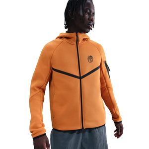 Veste à capuche zippée intégrale pour homme, en polaire technique, imperméable, respirante, coupe-vent, orange, légère, chaude, pour l'entraînement sportif, l'hiver, devant - Product Image 5