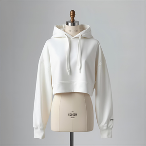 Hoodie Custom Men's 520GSM Cropped Hoodie Heavyweight Cotton Fleece Pullover Sweatshirt with Custom Logo <b>and</b> OEM/ODM - Product Image 4