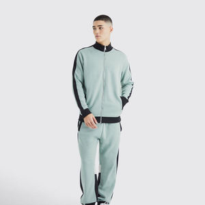 Men Panel Zip Up Collar Sweatshirt Tracksuit Jogging Men Tracksuit Set Full Zip Sweatsuit <b>Digital</b> Print Adults Knitted - Product Image 1