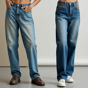 Pantalones vaqueros rasgados acampanados personalizados, ropa de calle, pantalones vaqueros apilados acampanados con lavado de piedra informales para exteriores, pantalones vaqueros para mujer - Product Image 4