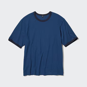 Jersey algodón 100% AIRism manga corta Ringer Camisetas cuello redondo Casual básico Tops camiseta de gran tamaño camisetas para hombres - Product Image 2