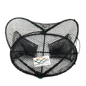 Red de pesca cangrejo olla trampa olla jaula bolsa tejida plegable cangrejo trampa pescado HDPE plegable gran oferta para pesca cuadrado negro fuerte 30cm - Product Image 3