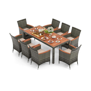 Moderno Juego de Comedor de Mimbre Ratán Duradero No Apilable de 8 Plazas con Cojines de Asiento para Uso en Jardín Exterior - Fábrica Phu Linh - Product Image 3