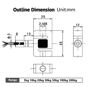 Sensor de fuerza de compresión de celda de carga tipo S Beam, peso de punto único plano, Kit de Sensor de haz de corte, celda de carga tipo Micro - Product Image 4