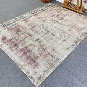 พรมขนาด 5.9x7.3 ฟุต, พรมวินเทจตุรกี, พรมโมร็อกโกสีแดงน้ำเงิน - Product Image 1