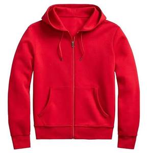 Sweat à capuche pour homme en molleton 100% coton respirant d'hiver, couleur rouge, manches longues, fermeture éclair, streetwear, en provenance du Pakistan - Product Image 4