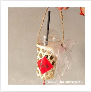 HIGH QUALITY BAMBOO STRAP for TAKE -AWAY DRINKING <b>CUP</b> HANDLING MILK TEA <b>CUP</b> HOLDER MADE in VIETNAM SALE at BEST PRICE - Product Image 2