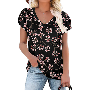 OEM Custom Women Casual Deep Crewneck t Shirt 100% Cotton Slim Crop <b>Top</b> Blank Sexy t Shirt for Women - Product Image 1