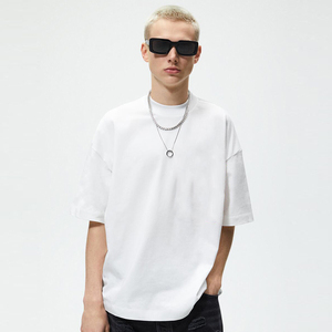 Men's 100% Cotton T Shirt Oversized <b>Acid</b> Washed <b>Drop</b> Shoulder Blank Streetwear Heavyweight Solid Men's Anti-wrinkle T Shirt - Product Image 1