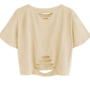 Camisetas 95 de algodón y 5 LICRA para mujer, Tops cortos lisos con etiqueta privada personalizada - Product Image 2