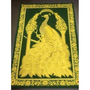 Tapisserie élégante et moderne en zardozi, motif carré vertical, faite à la main pour la décoration de la maison, Diwali, mariage, anniversaire - Product Image 1