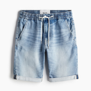 Shorts en jean pour hommes, style streetwear hip-hop, avec diamants, baggy, fabrication sur mesure, effet vieilli, lavage à l'acide, strass - Product Image 1