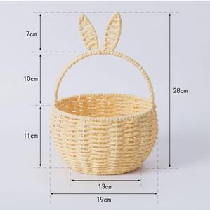 Cesta de Pascua Tejida con Cuerda de Papel Reutilizable, No Tóxica, de Alta Calidad, con Asa, Tamaño y Color Personalizables, para Almacenamiento de Niños, Cesta de Regalo - Product Image 2